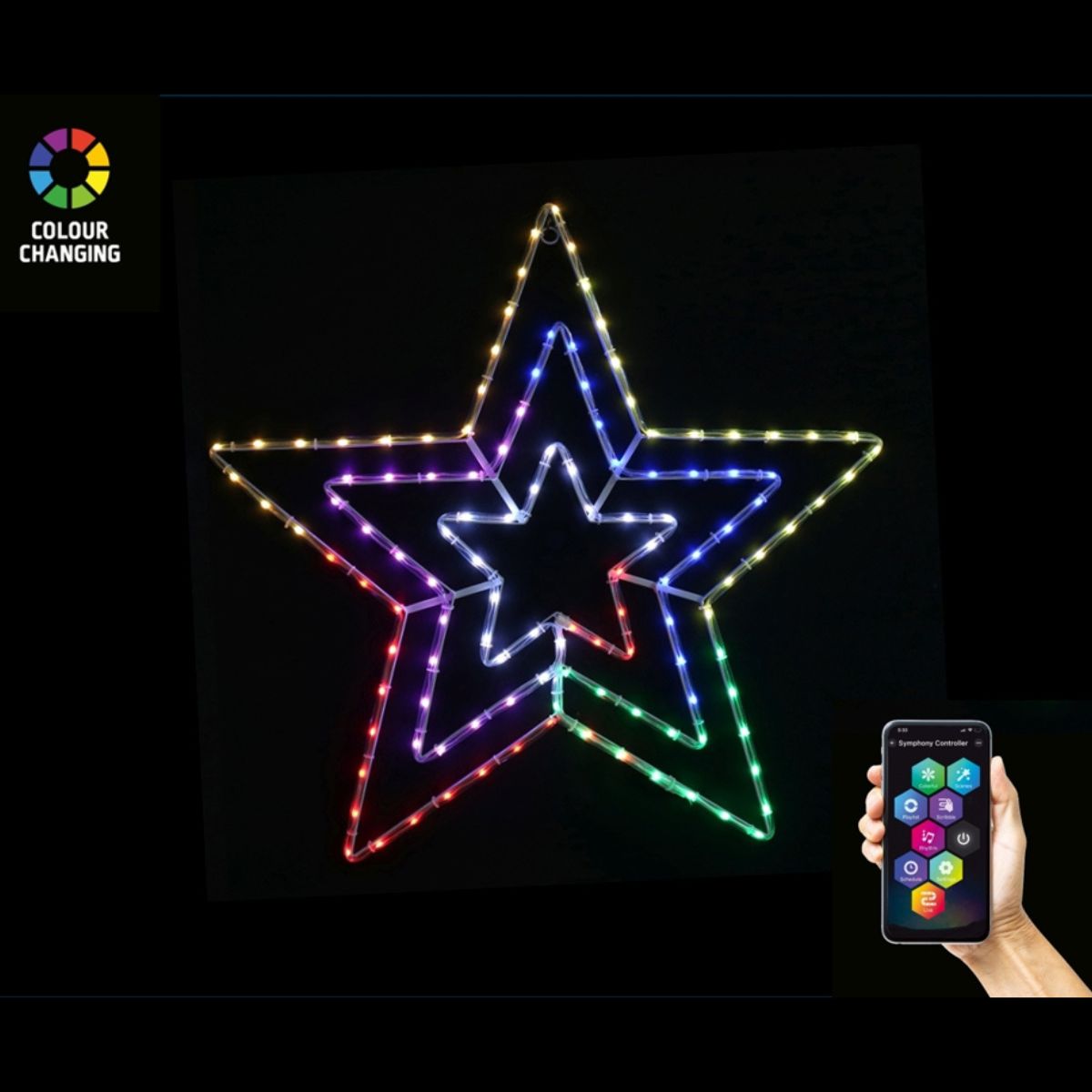Christmas App Lightshow 3in1 Star Motif 82cm
