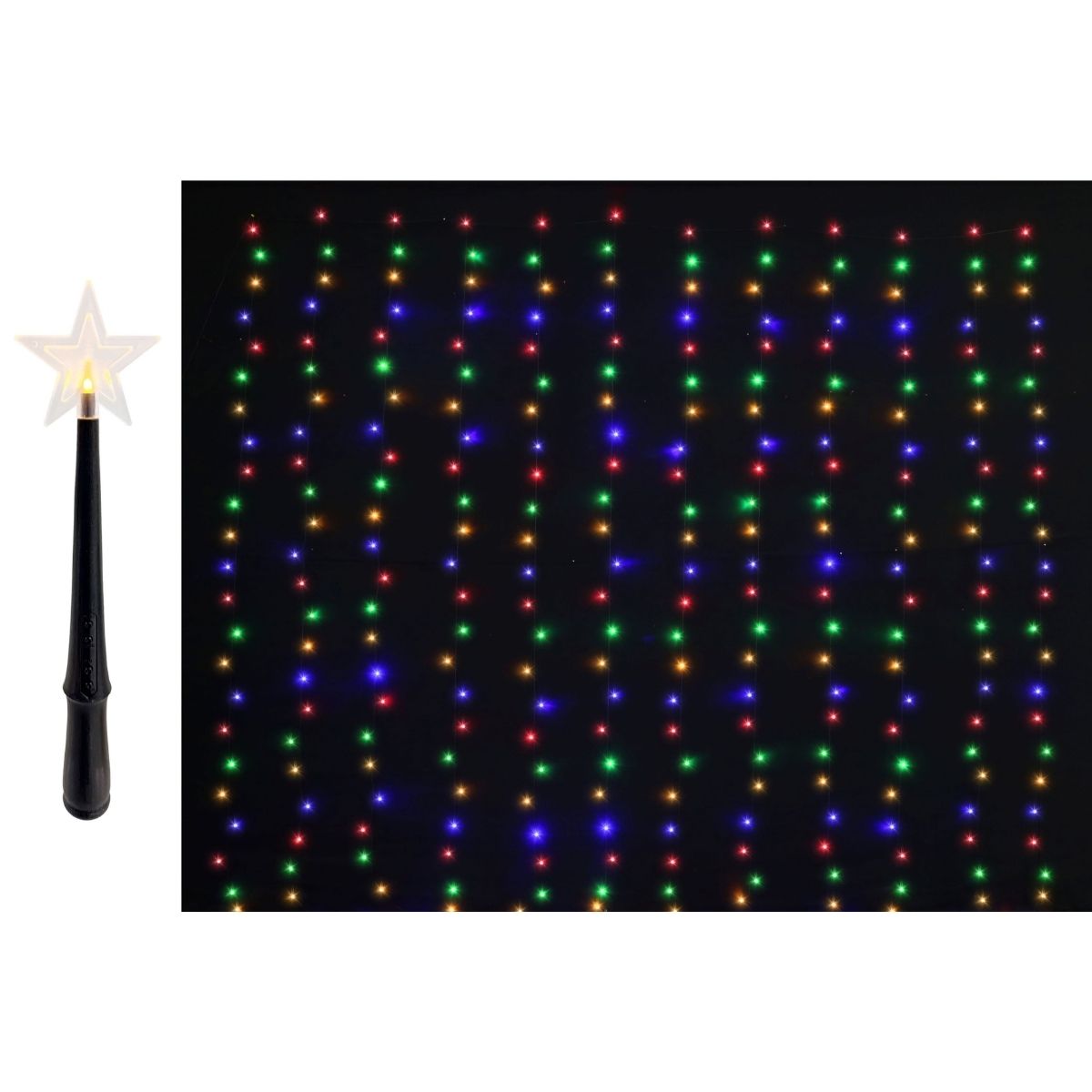 Christmas Curtain Lights Magic Wand Control Multi - Christmas Collective NZ