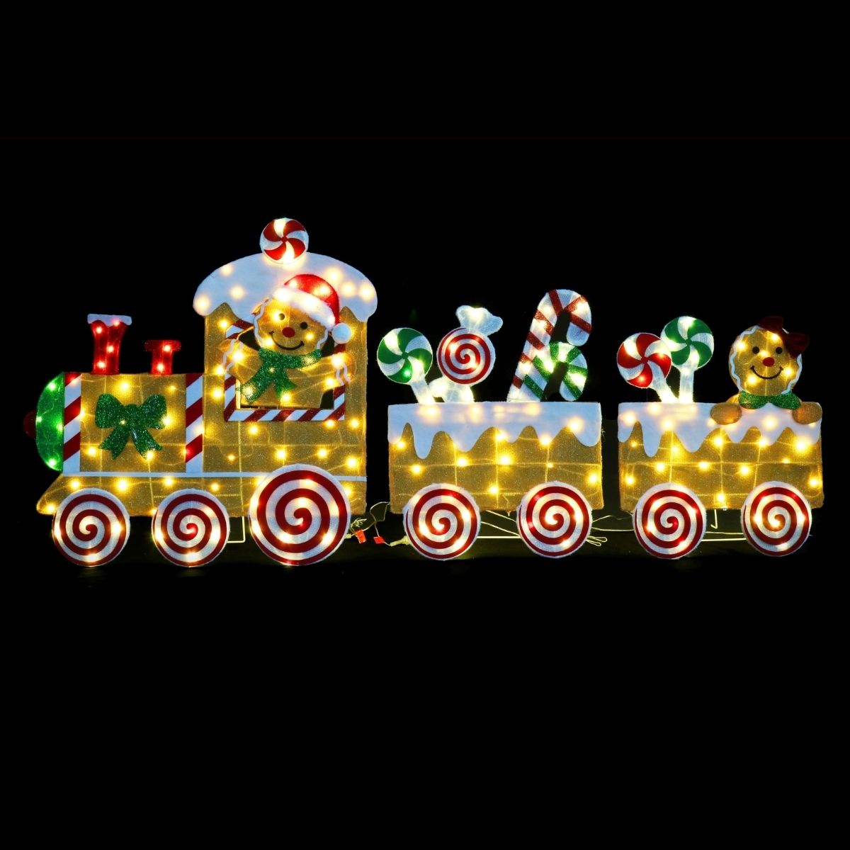 Christmas Tinsel Mesh Gingerbread Train Twinkle - Christmas Collective NZ