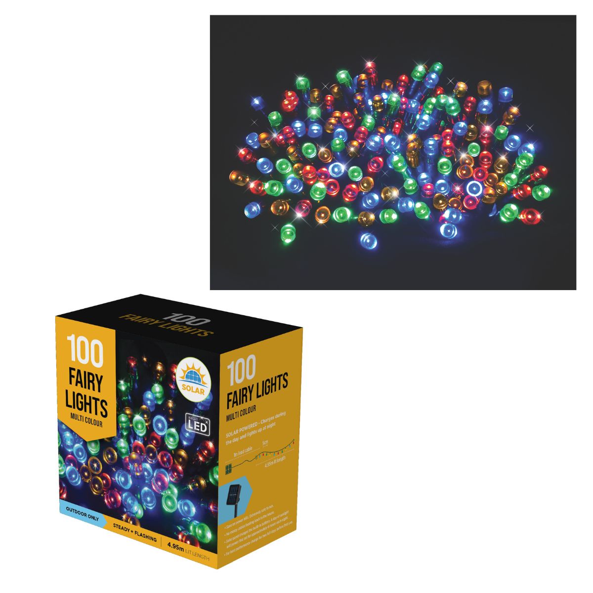 Solar LED Fairy Lights 100 Multi Colour