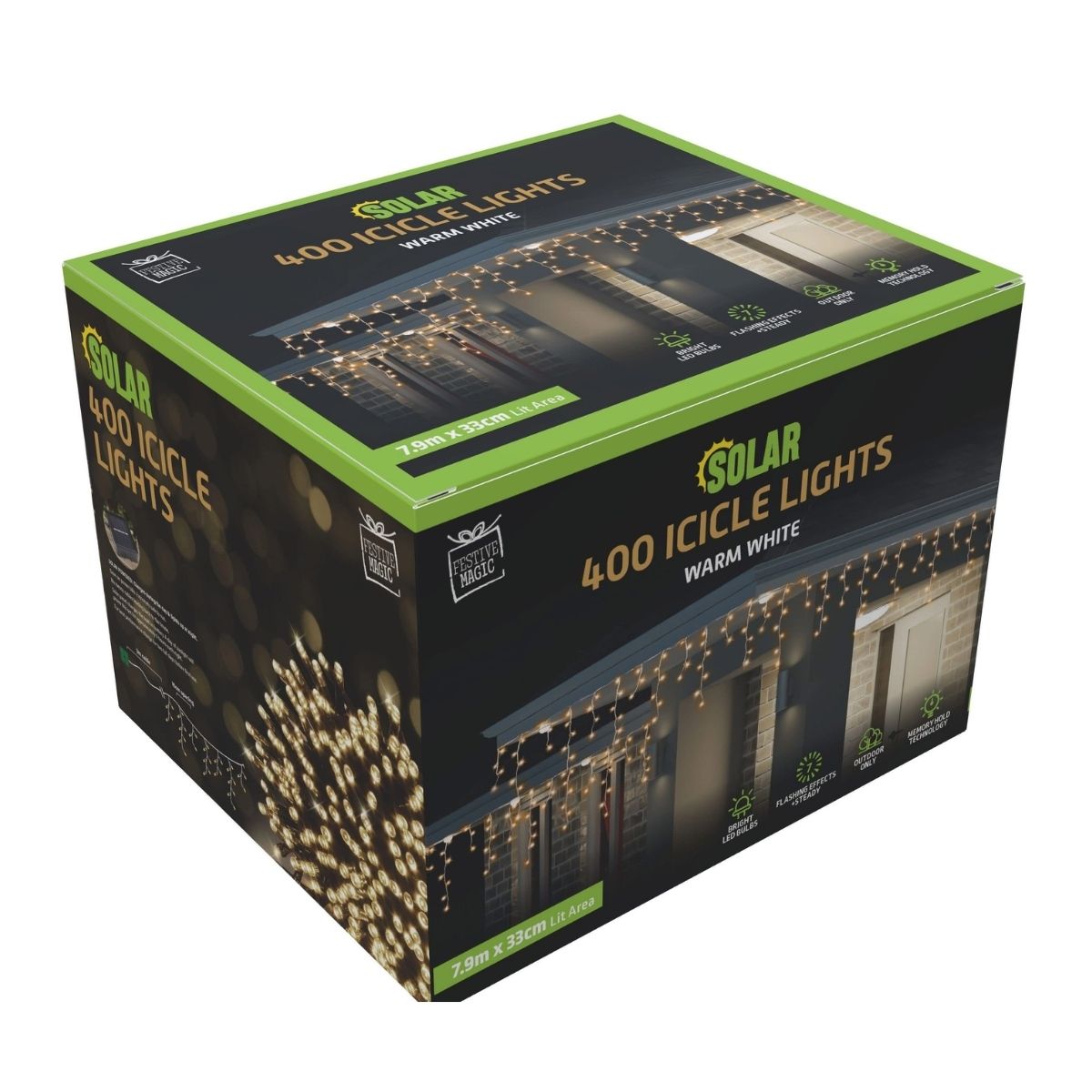 Christmas Solar Icicle Lights 400 Warm White - Christmas Collective NZ