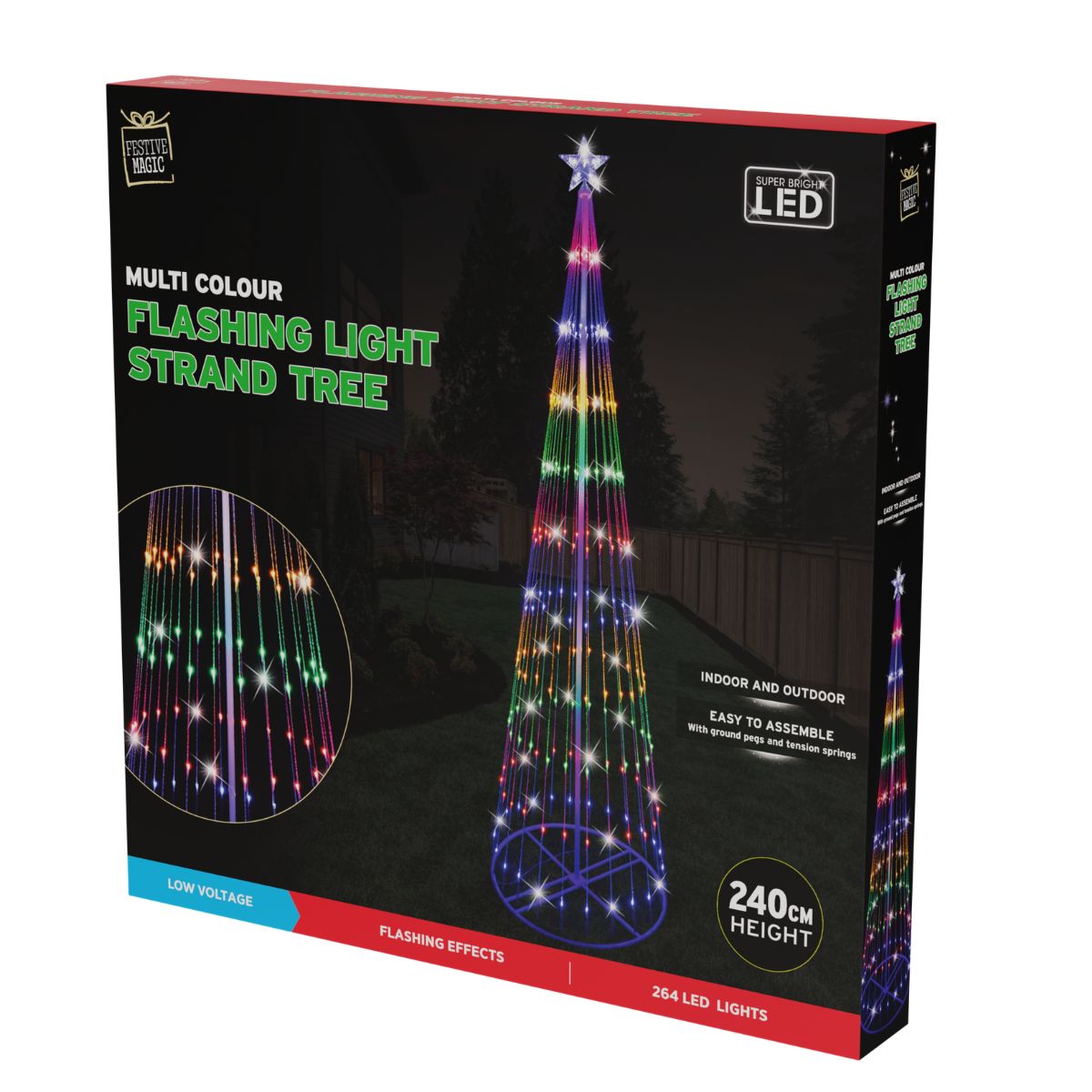Christmas LED Digital Flash Strand Tree 2.4m Multi