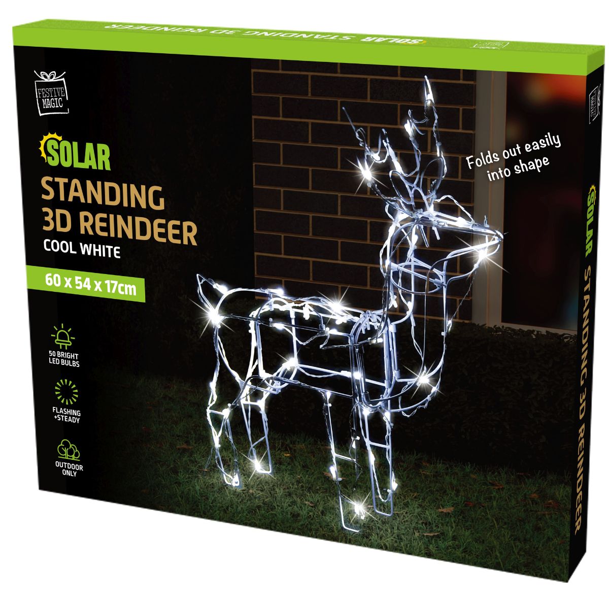 Christmas Solar LED Reindeer White