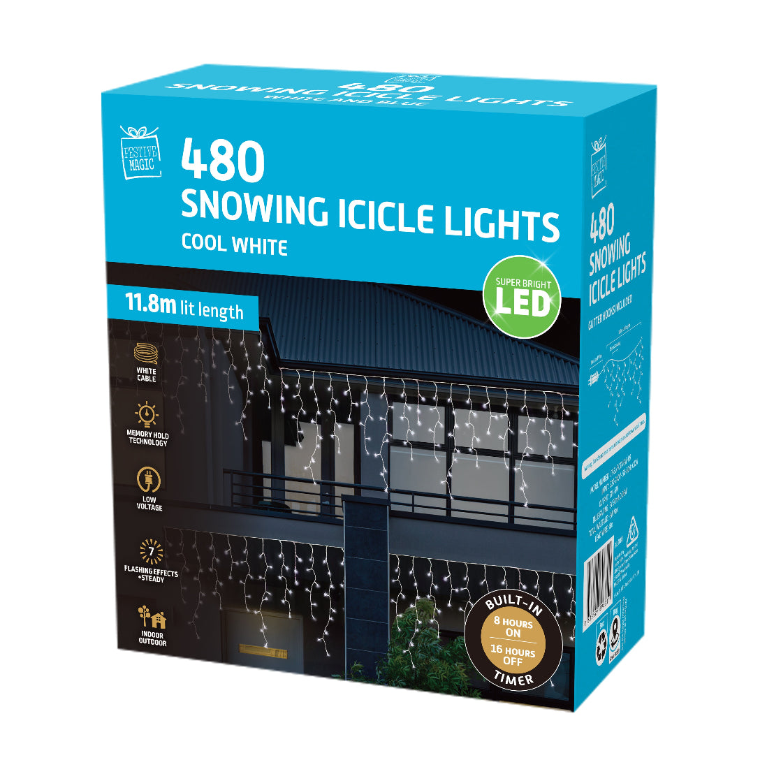 LED Snowing Icicle Lights 480 Cool White