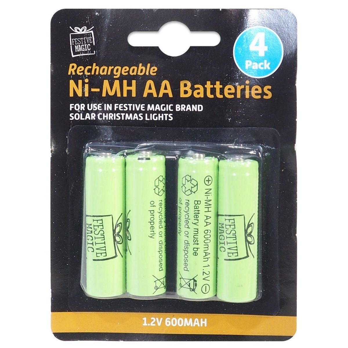 Christmas Solar Batteries Ni-Mh 4pk - Christmas Collective NZ