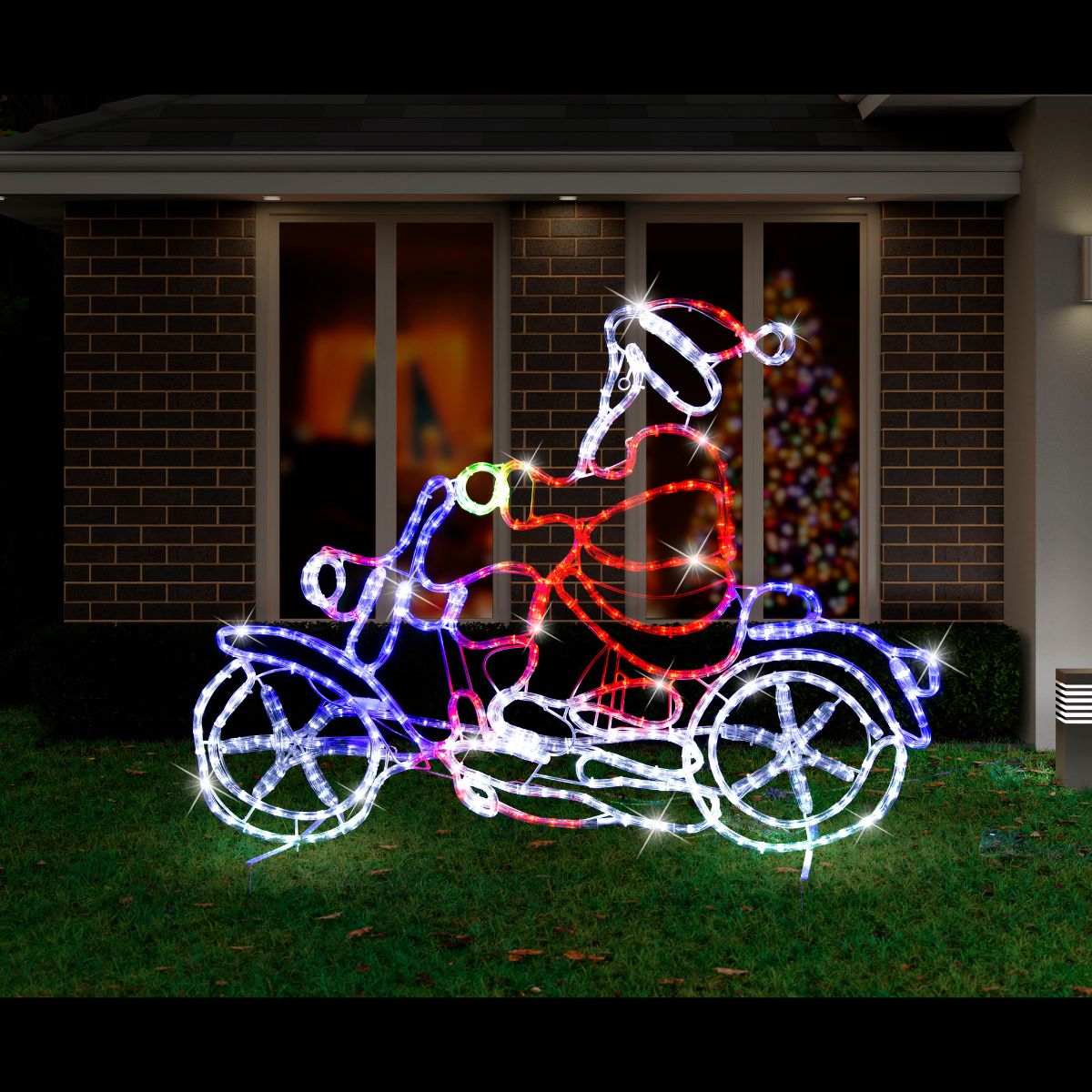 Christmas LED Rope Light Motorbike Gang Santa