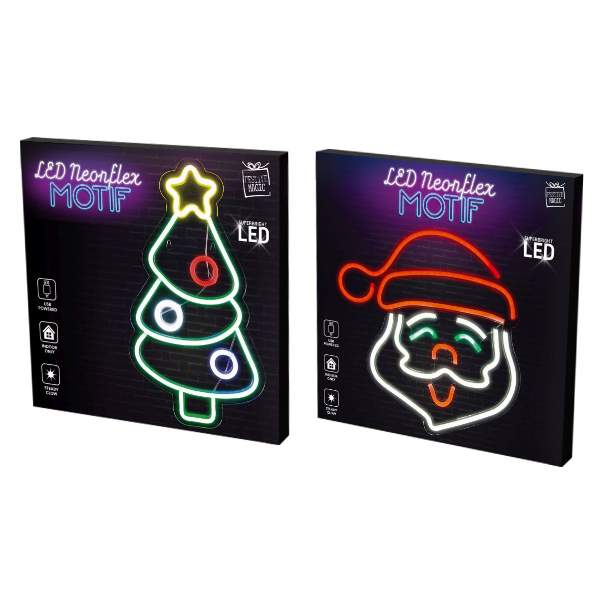 Christmas USB LED Neonflex Motif Santa/tree Assorted
