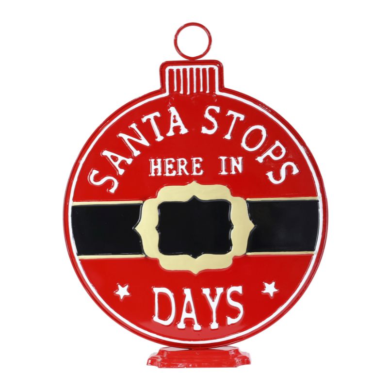 Christmas Yard Bauble Metal Stop Here with Base