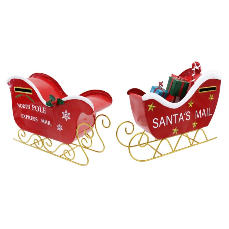Christmas Metal Santa Sleigh Letterbox Assorted