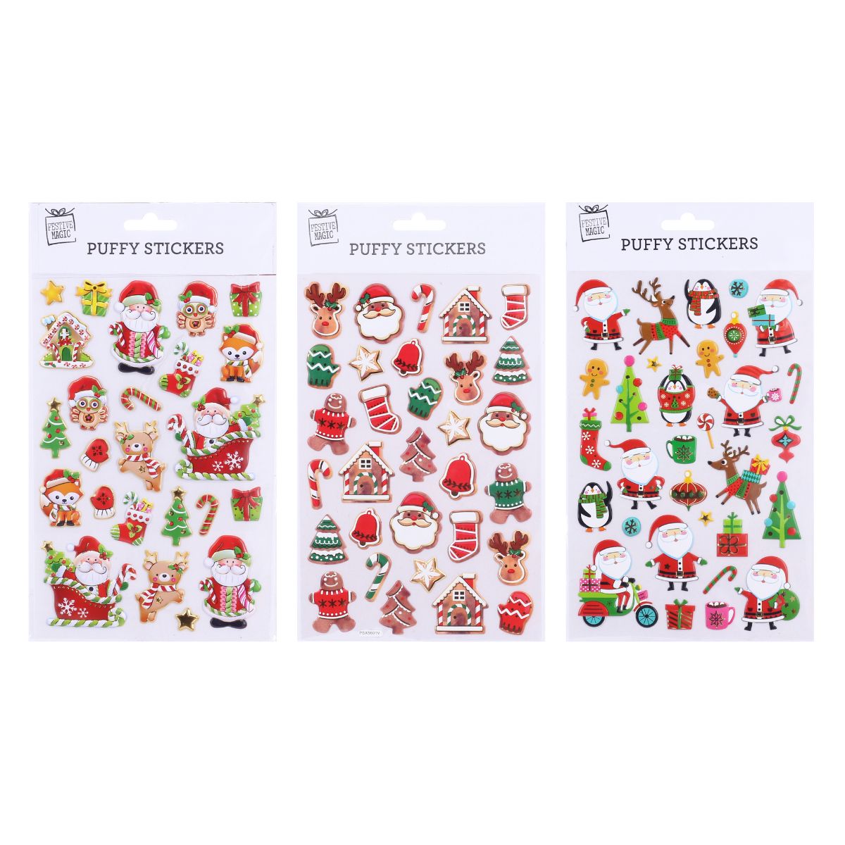 Christmas Gold Foiled Puffy Stickers Assorted