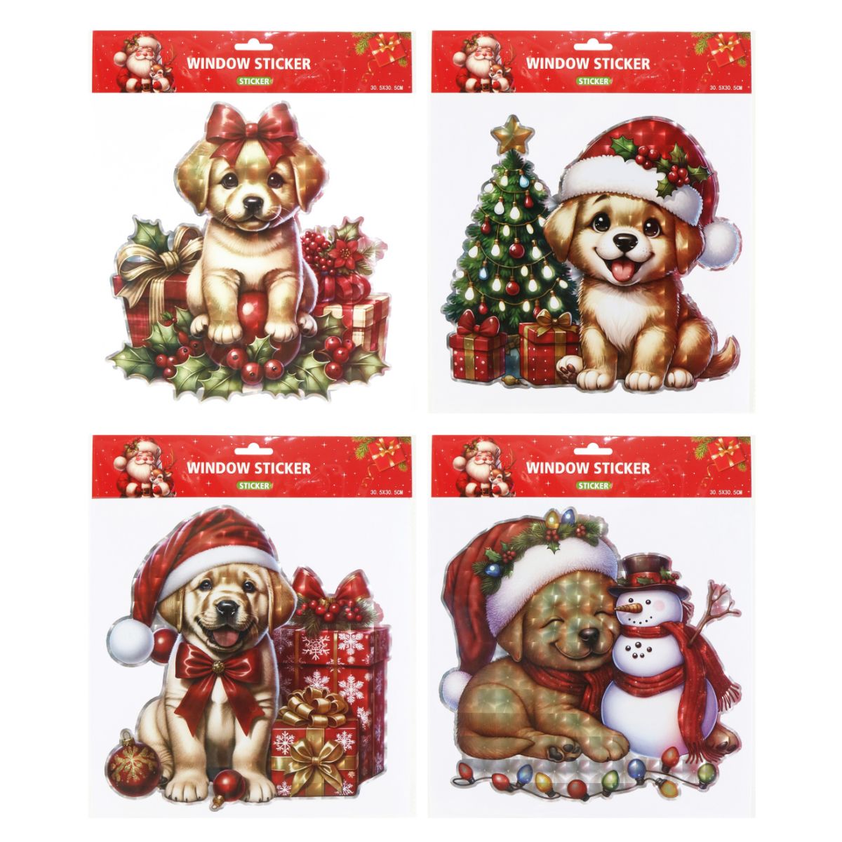 Window Cling Christmas Pet Laser Assorted