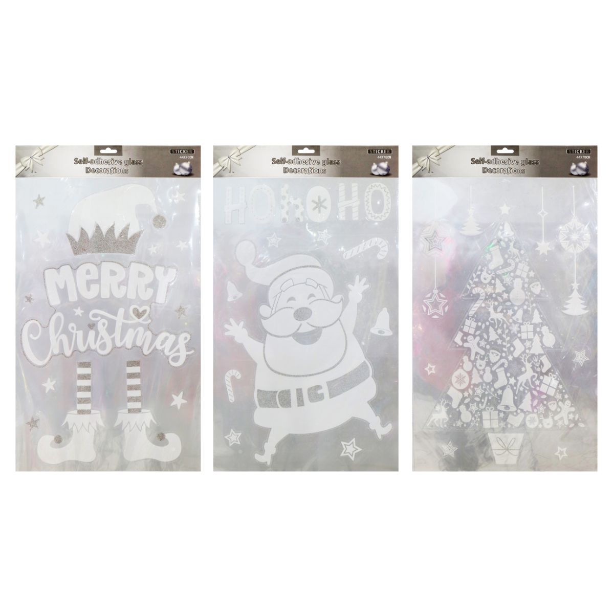 Jumbo Silver/white Flocked Window Decal Assorted