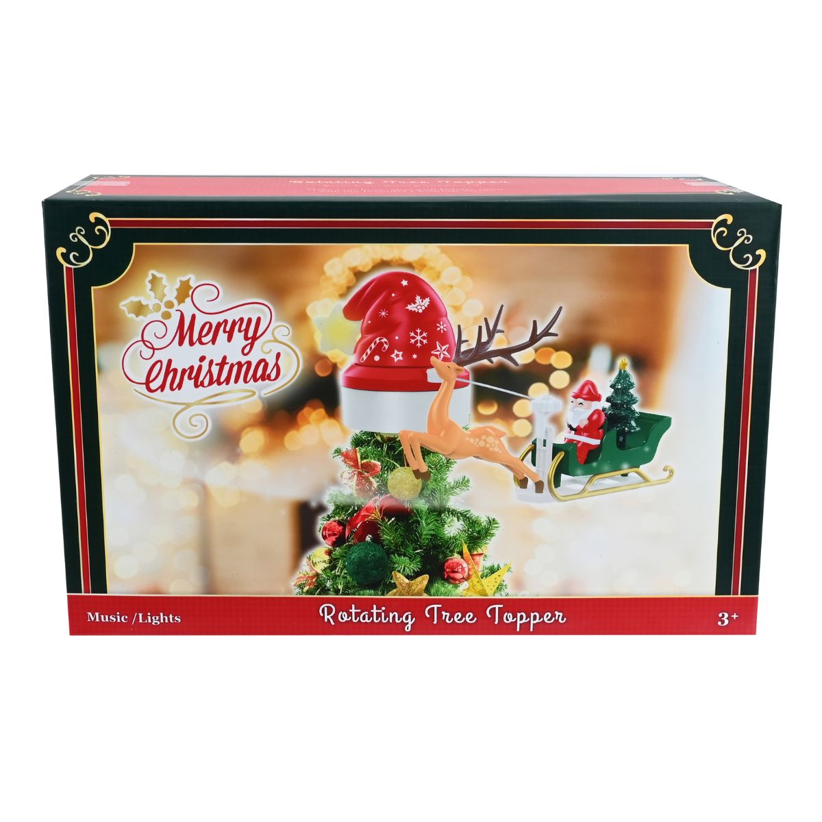 Christmas LED Musical Tree Topper Flying Sleigh