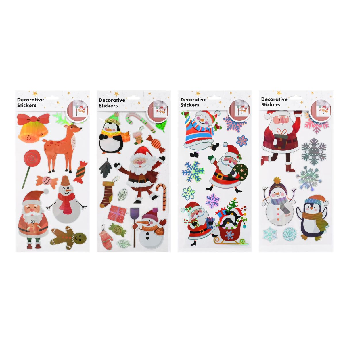 Christmas Shiny Metallic Window Stickers Assorted