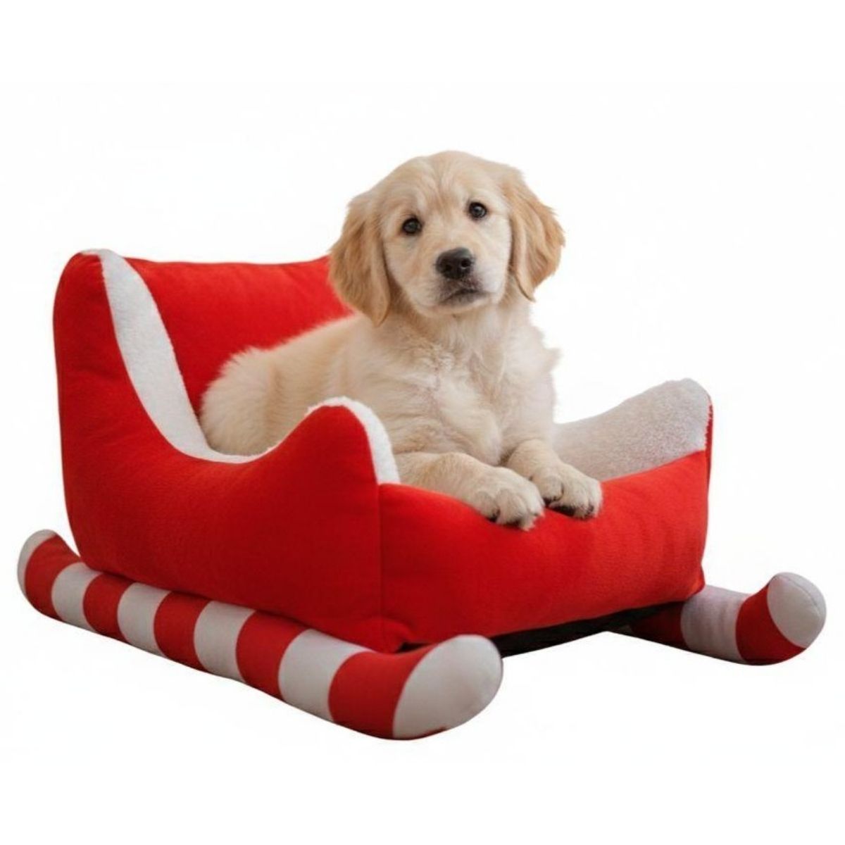 Christmas Pet Bed Plush Sleigh Red