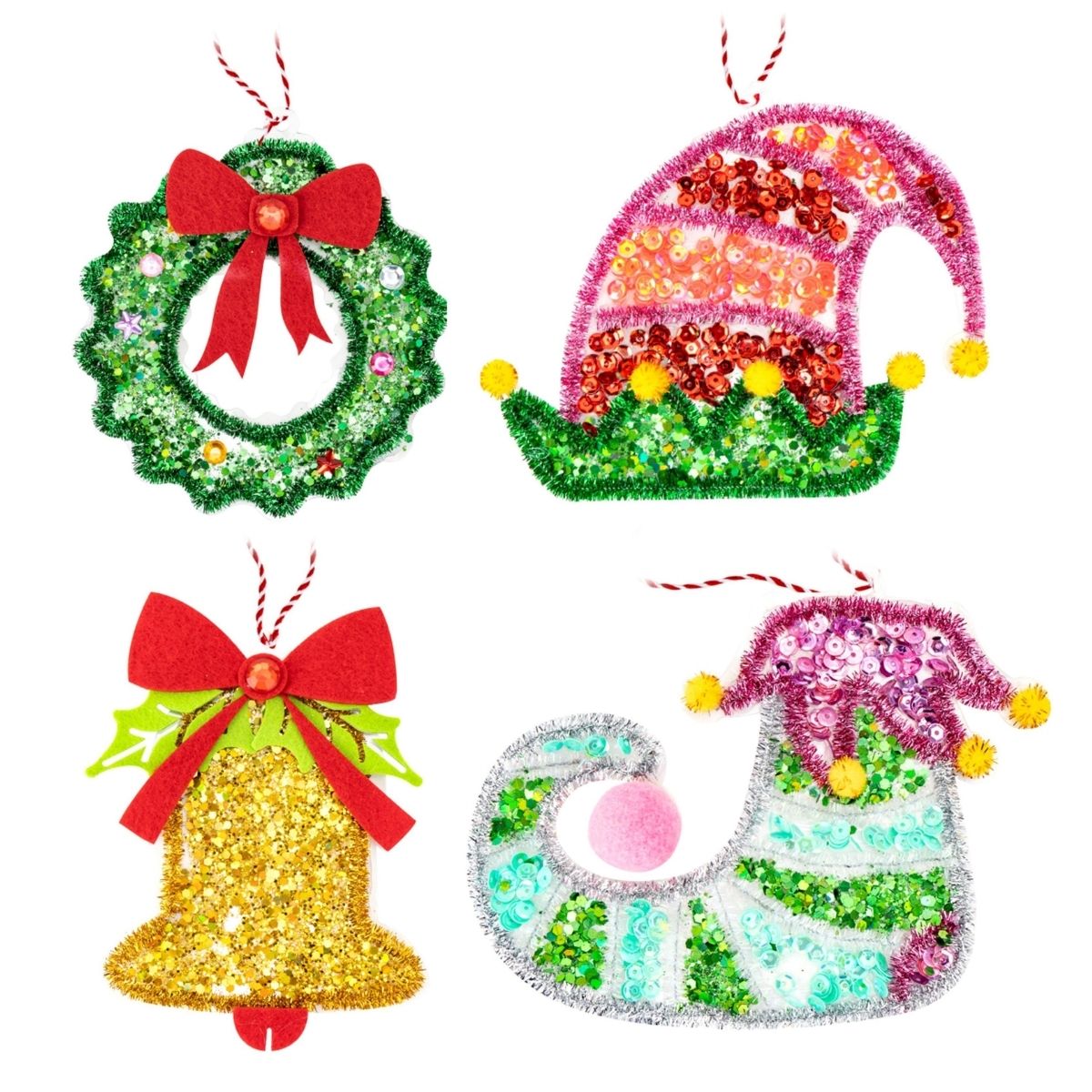 DIY Glitter Christmas Ornaments Assorted