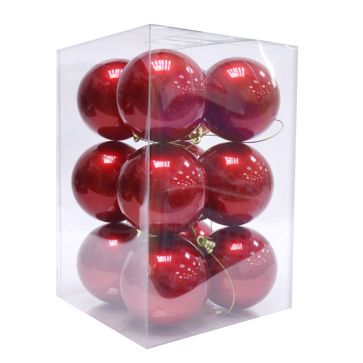 Christmas Uv Stable Outdoor Baubles 70mm 12 Pack Red