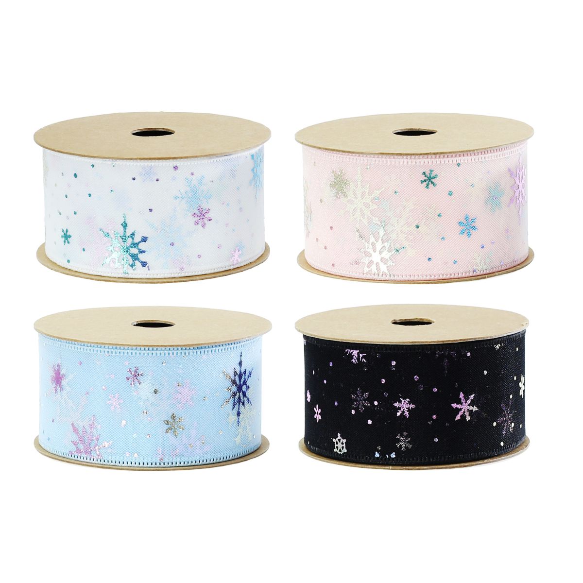 Ribbon Iridescent Snowflake 38mm x 3m Assorted