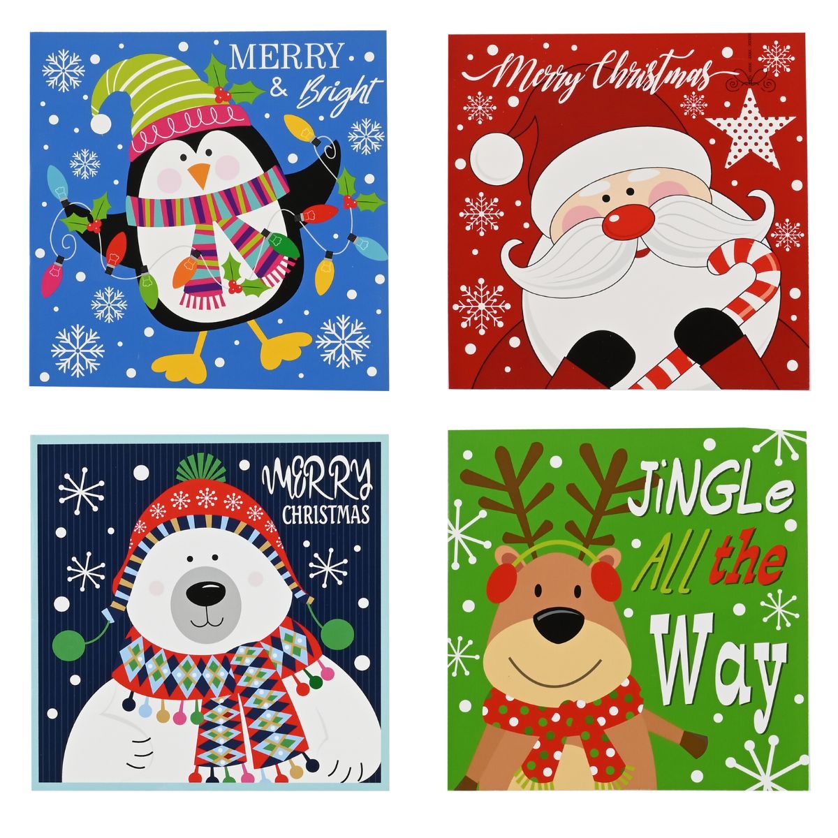 Cards Square Christmas Characters 8 Pack