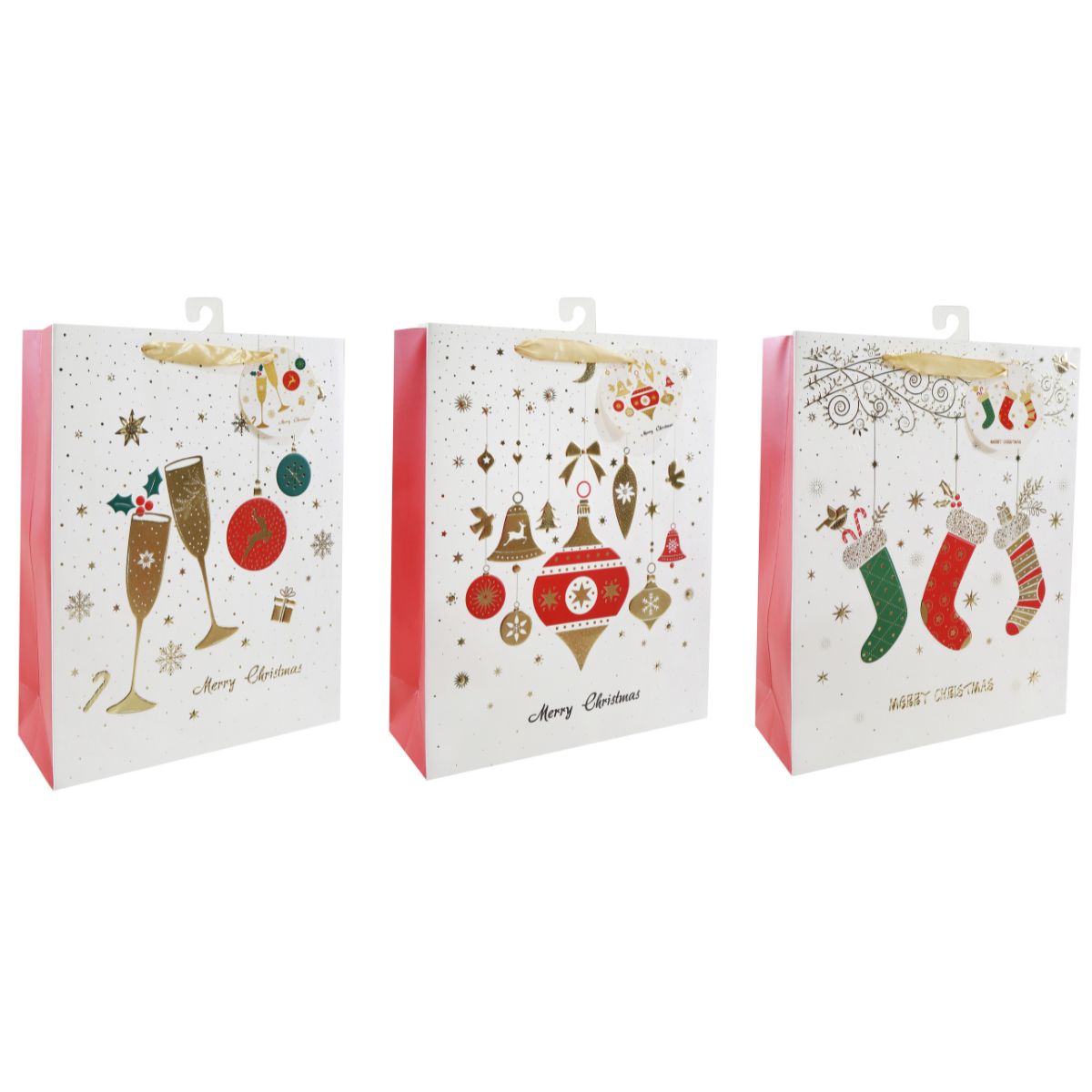Christmas Giftbag Lge Contemporary Foiled Assorted