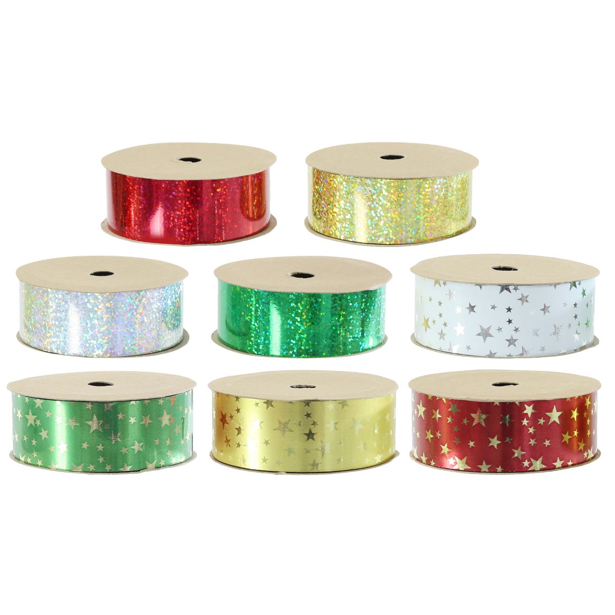 Christmas Laser/metallic Star Ribbon 10m 30mm Assorted