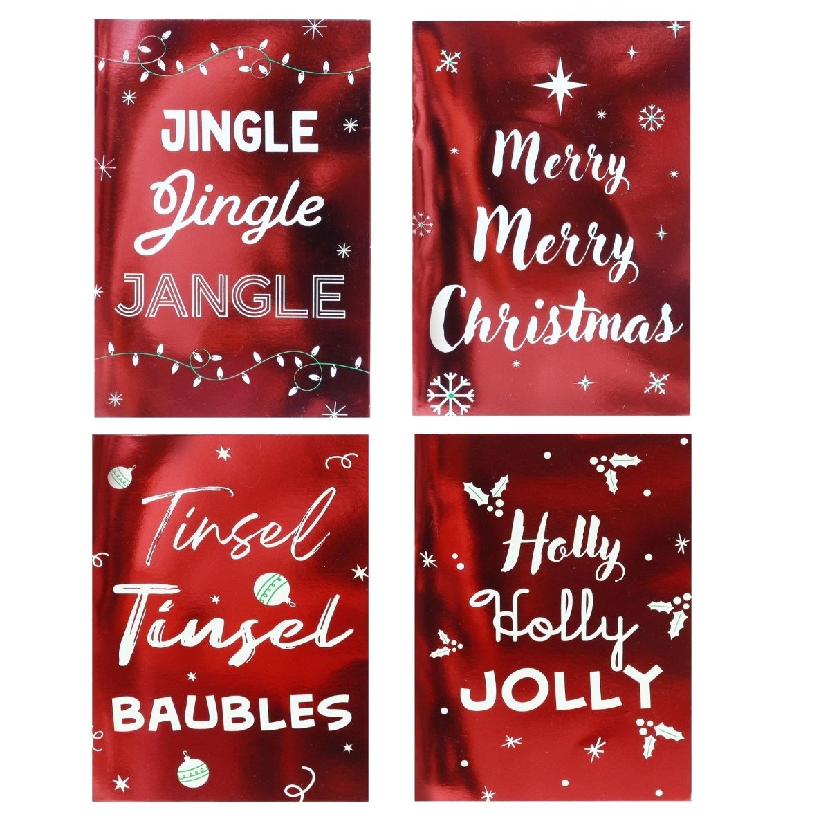 Christmas Cards Full Red Foiled 6pk - affordable Christmas decoration NZ