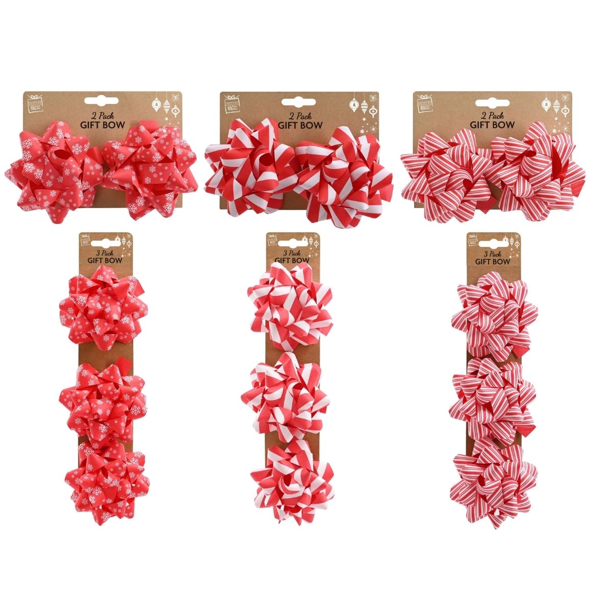 Christmas Gift Bow Candy Paper 2pk 10cm / 3pk 9cm Assorted - affordable Christmas decoration NZ