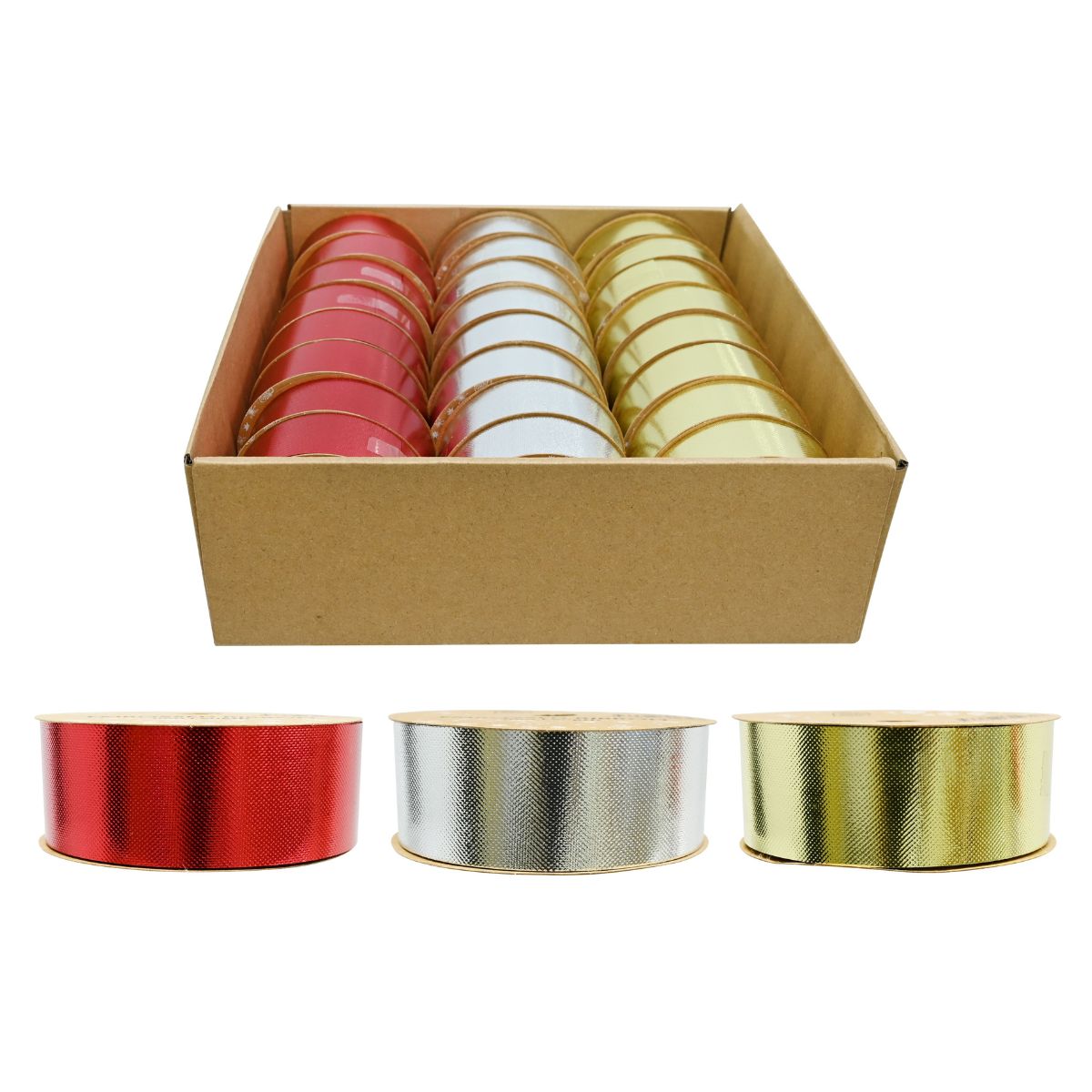 Metallic Embossed Ribbon 10m Assorted