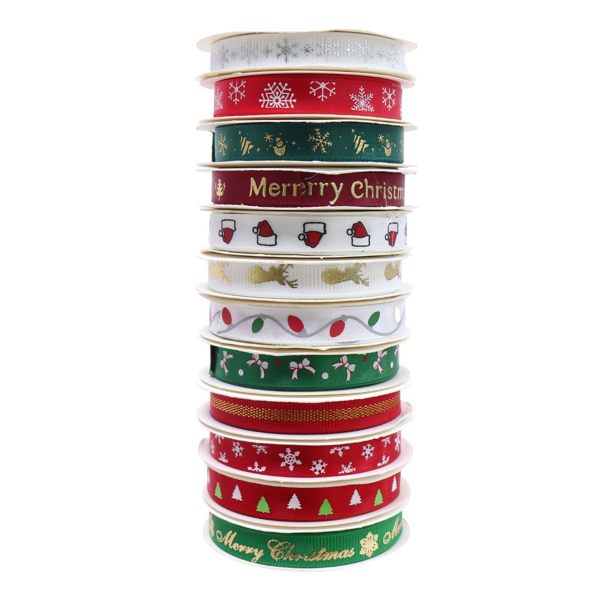 Christmas Ribbon 10mm x 2m Assorted