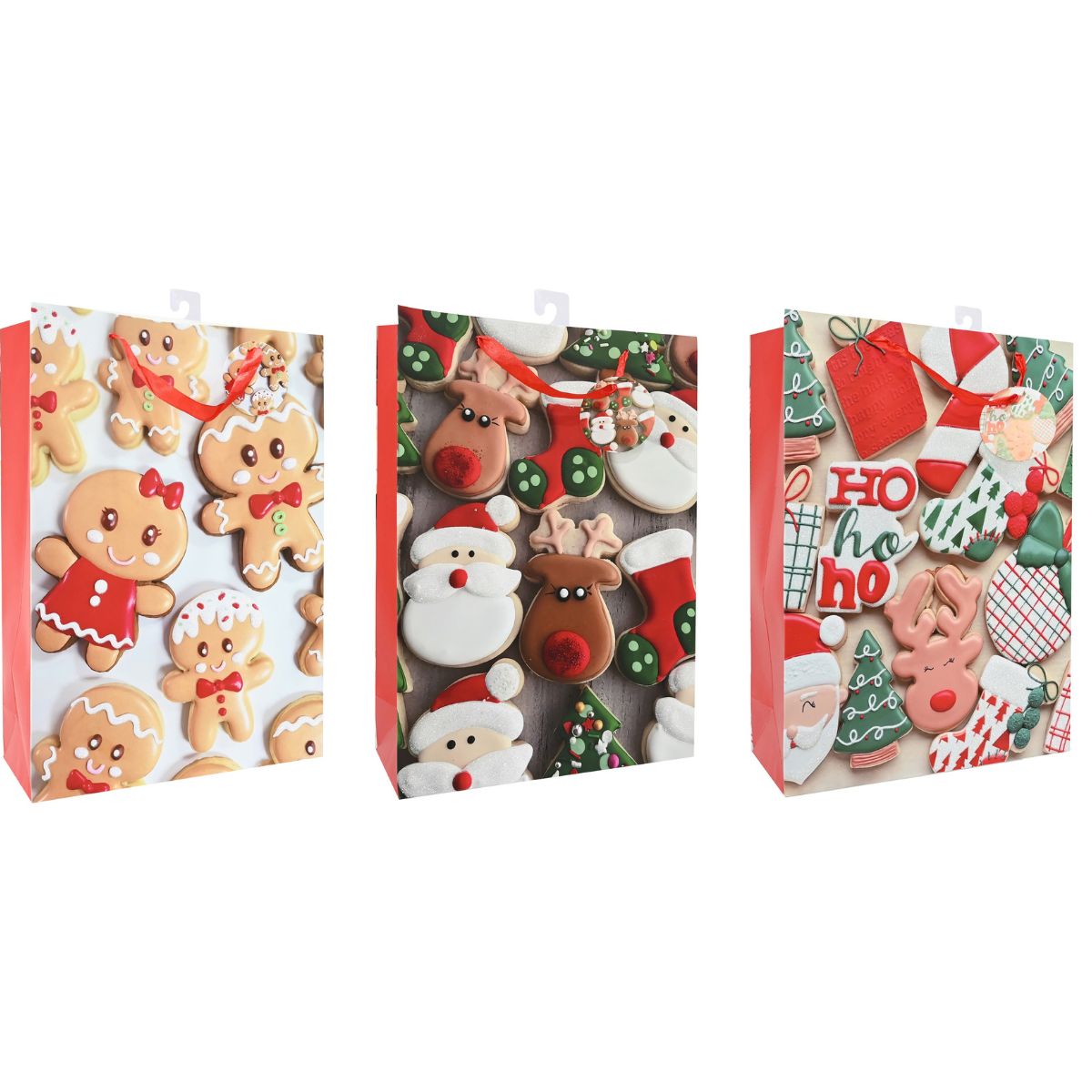 Giftbag Christmas Cookies Glitter Xlge Assorted