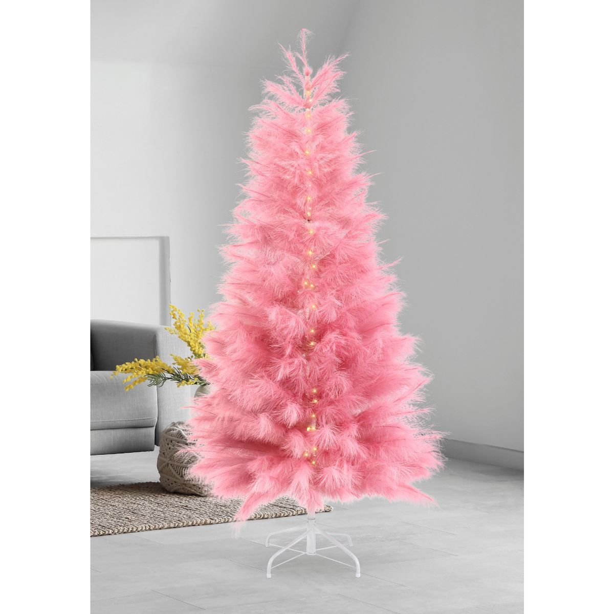 Christmas Faux Pampas Tree Pink 180cm Pre-Lit