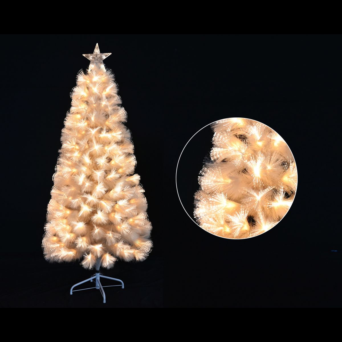 Christmas LED Pampas Fibre Optic Tree Cream 150cm