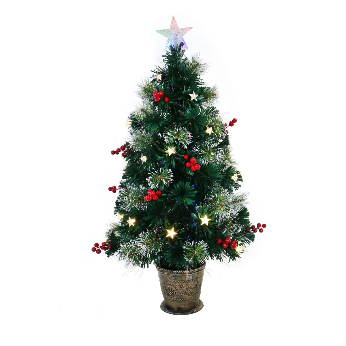 Christmas F/optic Tree Snowy Pine Flash 90cm